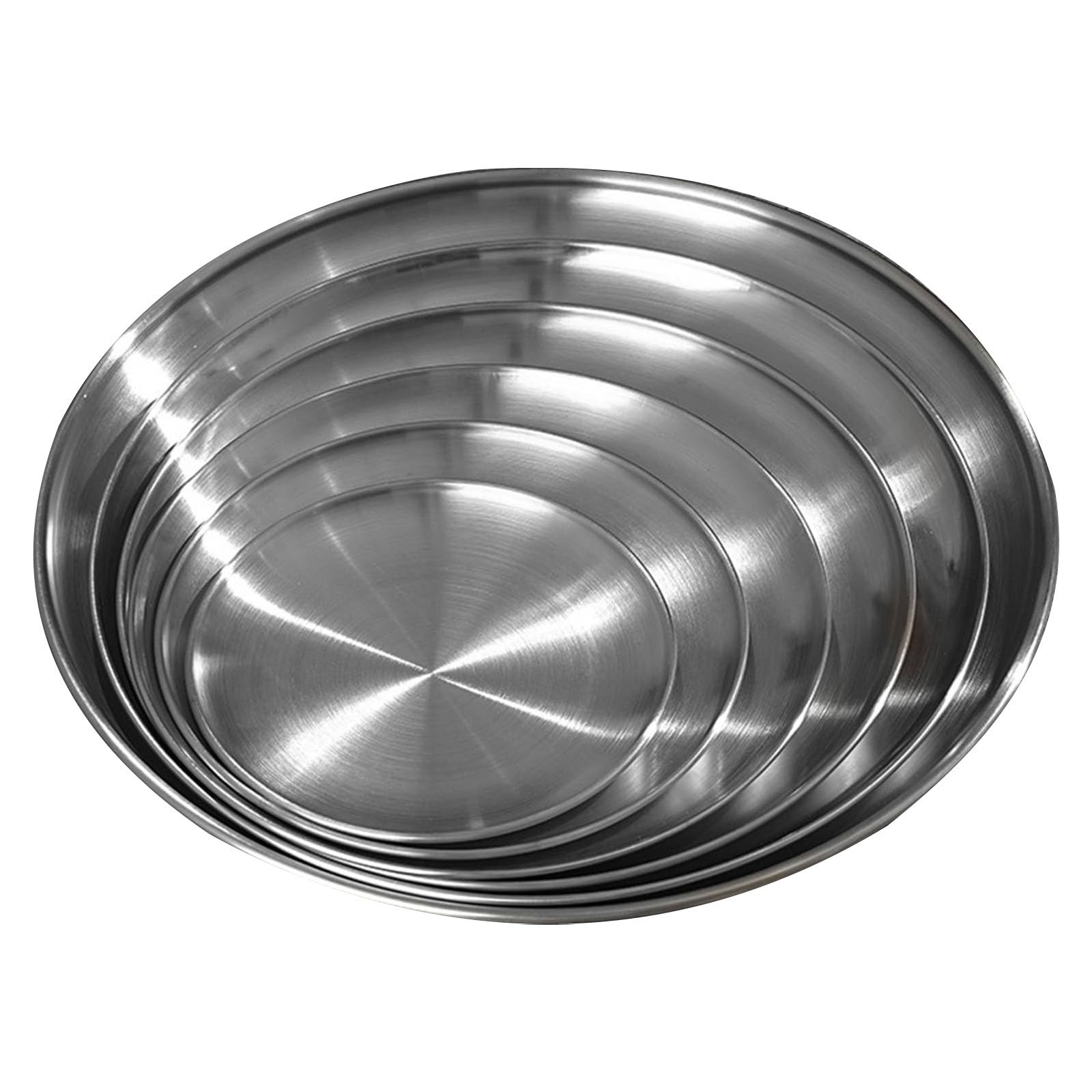 Lurrose 6 piatti rotondi in acciaio inox, infrangibili, insalata e frutta, per adulti, mangiare, campeggio, picnic, all'aperto, 16 cm, argento