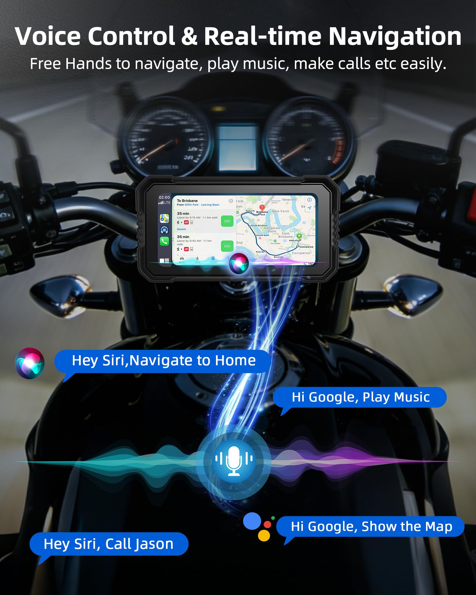 Jansite 6,25 pollici Carplay Moto con TPMS, Schermo Moto Compatibile CarPlay & Android Auto Impermeabile IP67 Navigatore GPS con Bluetooth Assistente vocale