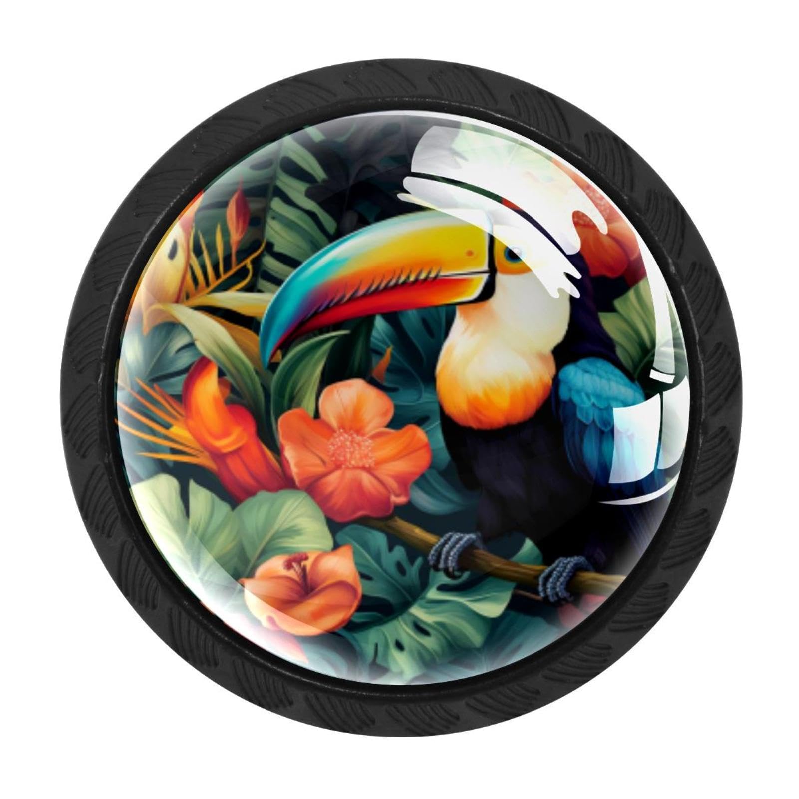 Chenzzzz Multicolored 02 4 Pieces Kitchen Cabinet Drawer Dresser Door Knobs Pulls Handles, Toucan