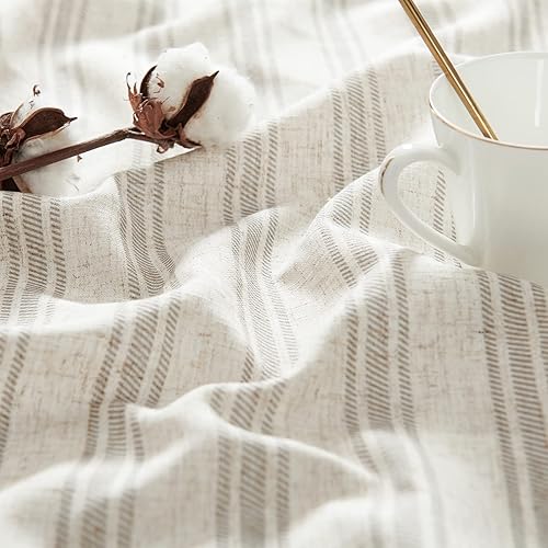 Miniatura 8 de JINCHAN Cortinas de cocina de lino gris topo, cortinas a rayas de 24 pulgadas, cortinas pequeñas de granja, cortinas de cocina con rayas