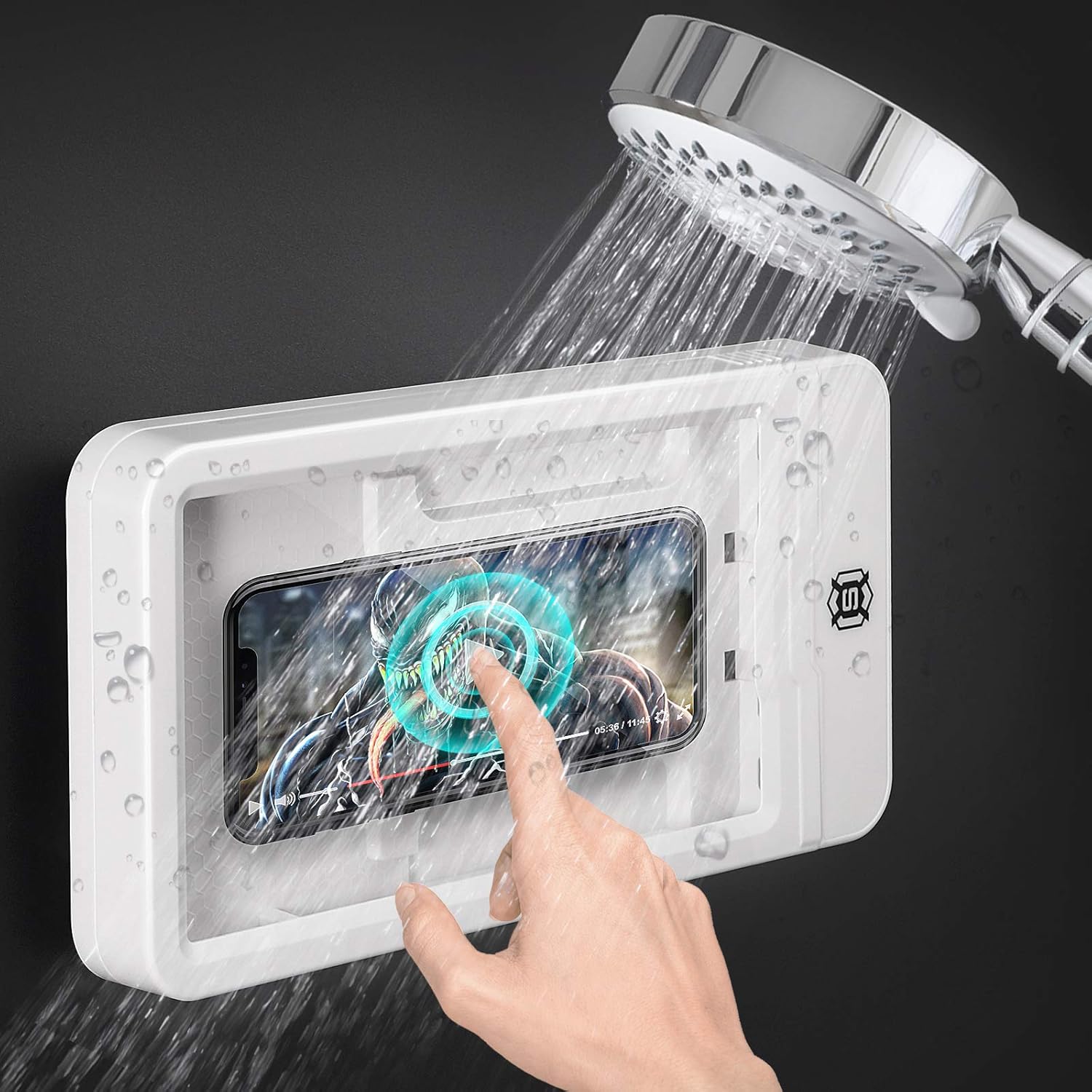 Wall Mount Shower Phone Holder Bathroom case Mount Shelf