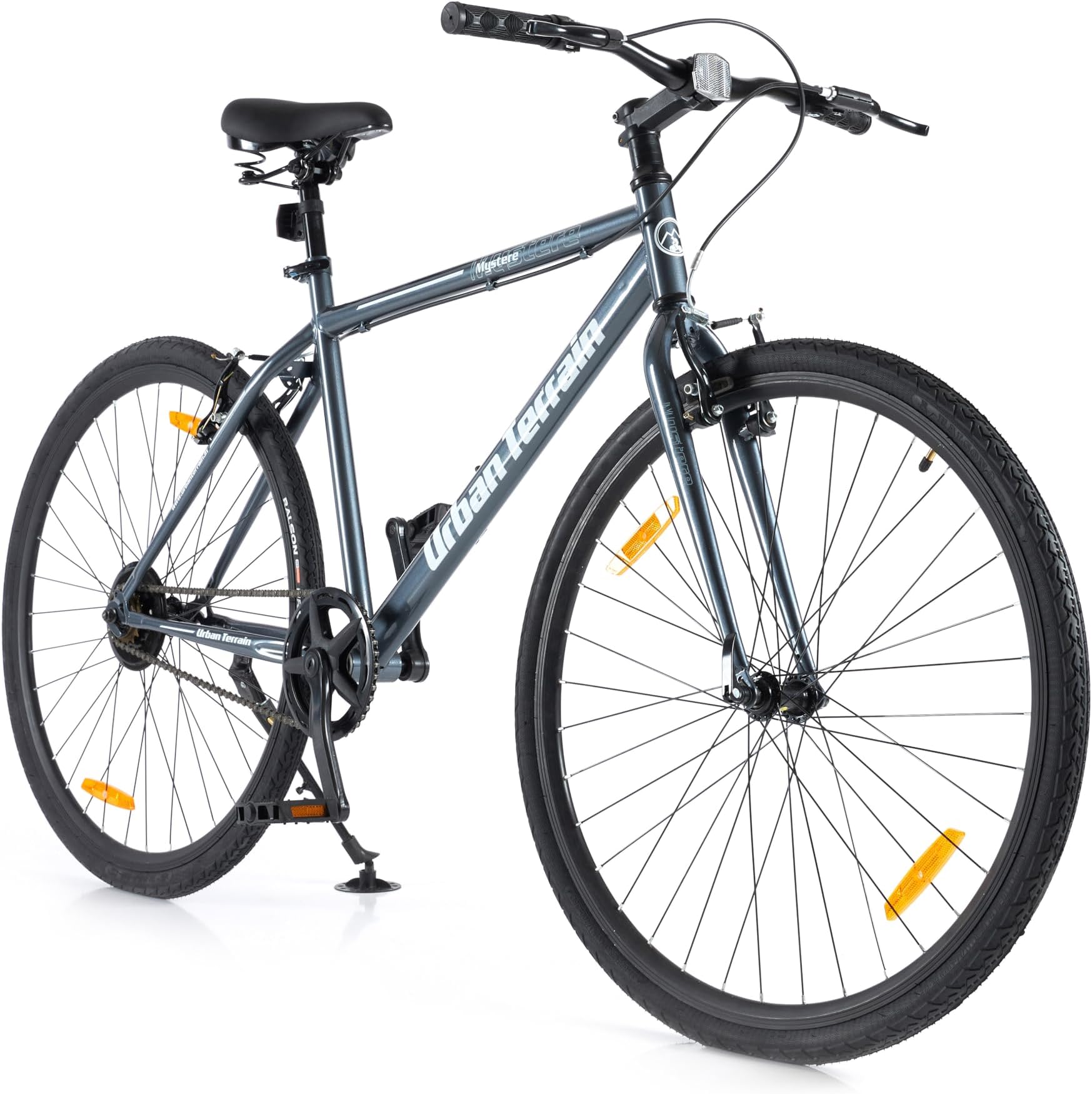 Urban Terrain Mystere Grey Cycle/Bicycle City Bike 700C Single Speed Bike with Rigid Fork and Complete Accessories Cycle for Men/Boys | Ideal for 15+ Years, Unisex, Frame Size : 19 inch