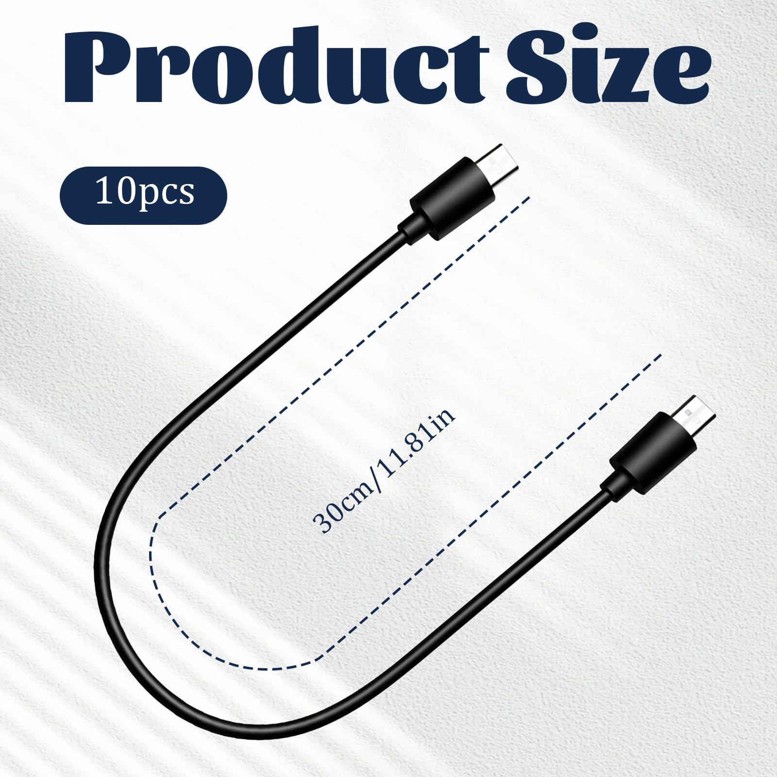 Paquete de 10 cables de carga USB C, cable USB-C a USB C de 1 pie de carga rápida de 60 W, color negro