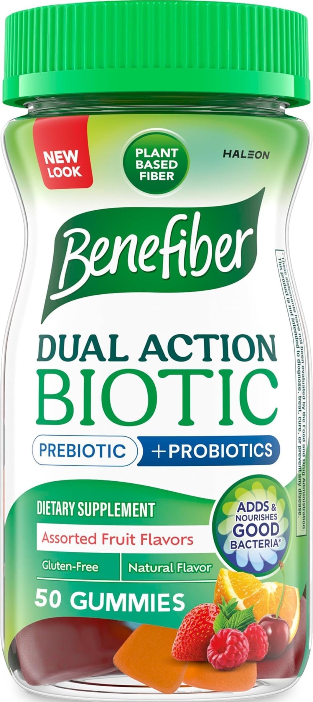 Benefiber Prebiotic Fiber Supplement Gummies, Assorted Fruit Flavor, 50 Ct | Plant-based Prebiotic Fiber, Supports Gut Health by Nourishing Good Gut Bacteria, GLP-1 Support for Digestive Health