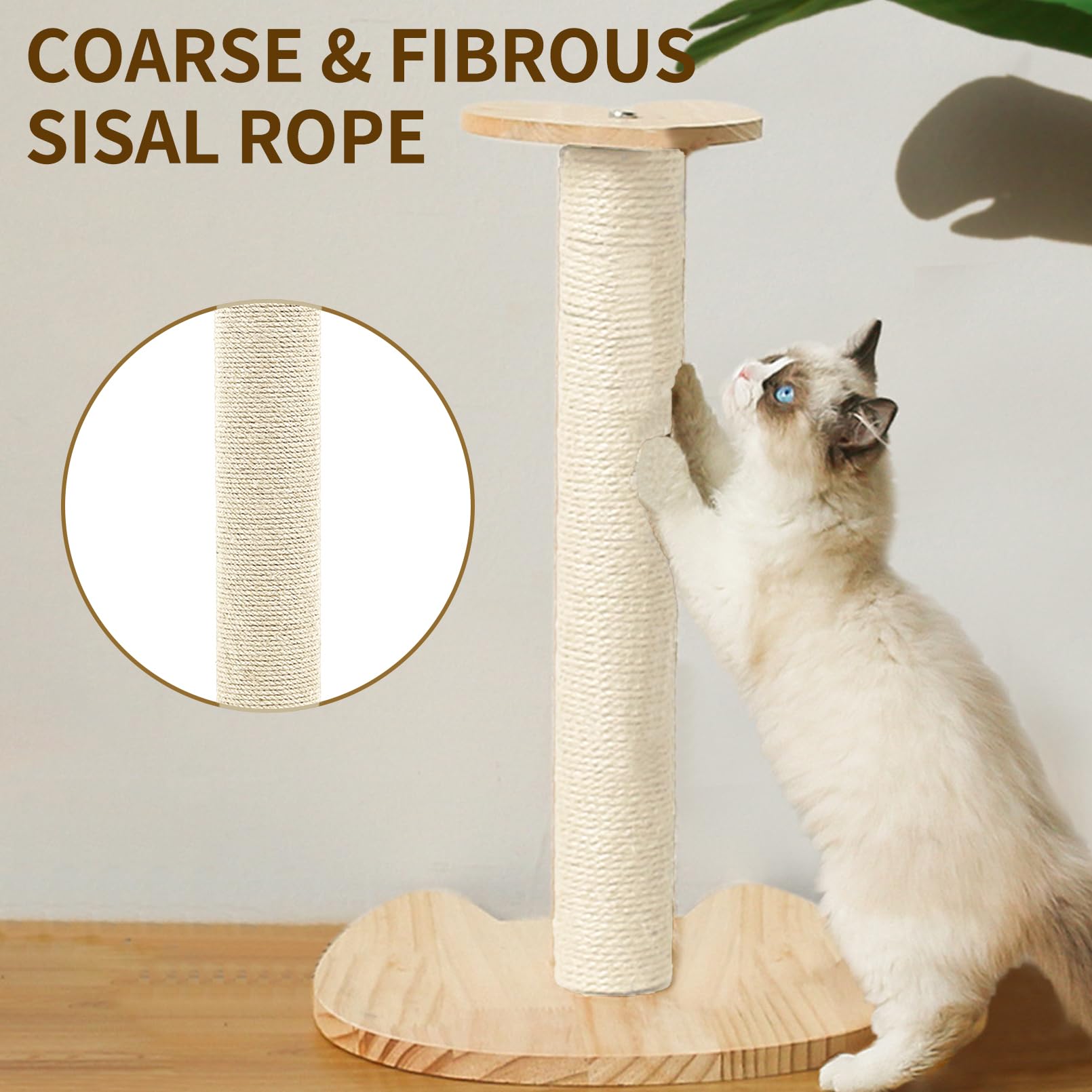 Kathson 4PCS Kratzbaum Ersatzstamm 15“ Ersatz-Kratzbaum für Katzen DIY Handwerk Refill Pole Teile Hanf Seil Kratzer Klettern Sitzstange für Innen Kätzchen Weiß