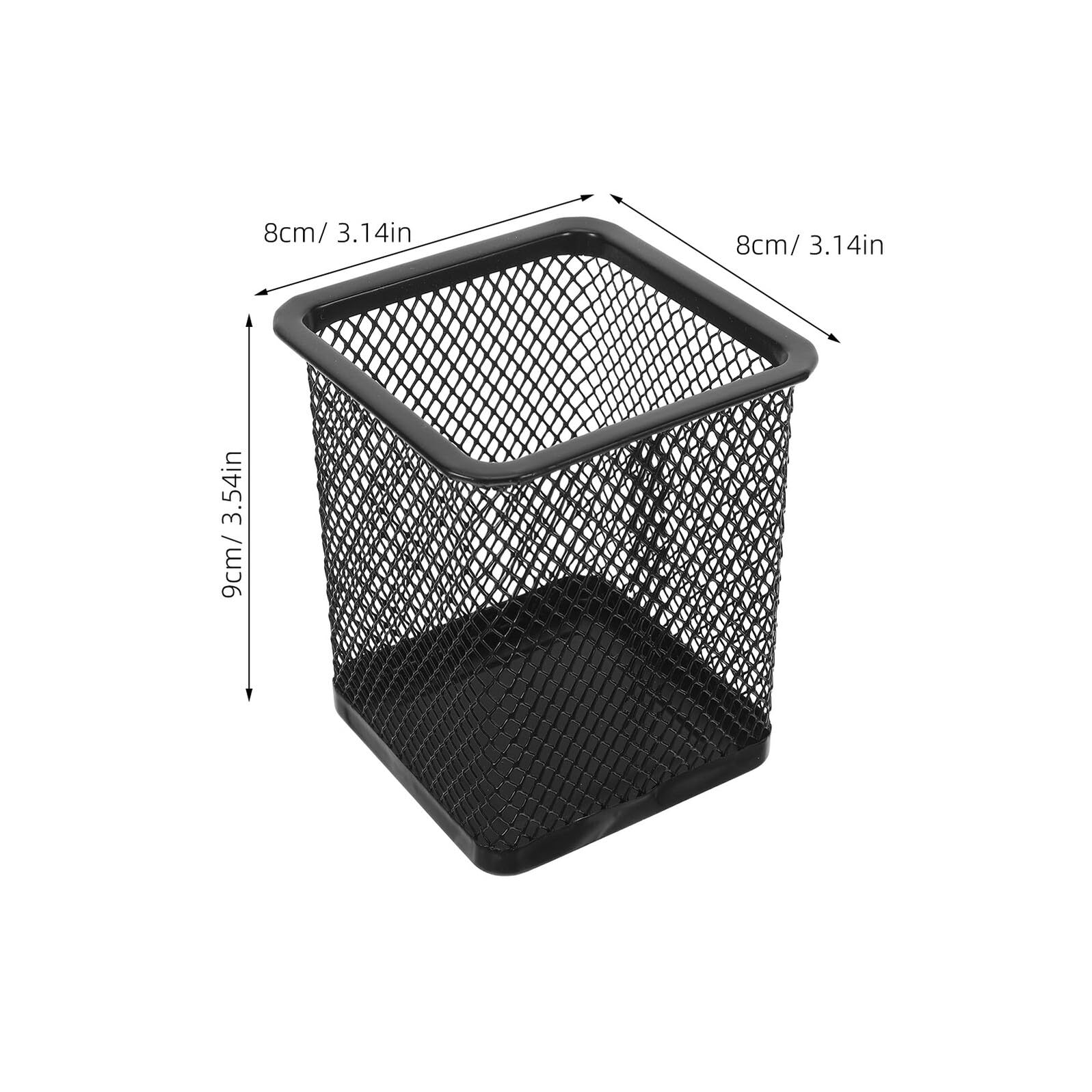 Zerodeko Portapenne in Ferro Metallico a Rete Quadrato Nero Set da 12 Pezzi per Scrivania Ufficio e Scuola Organizer Portaoggetti Multifunzione