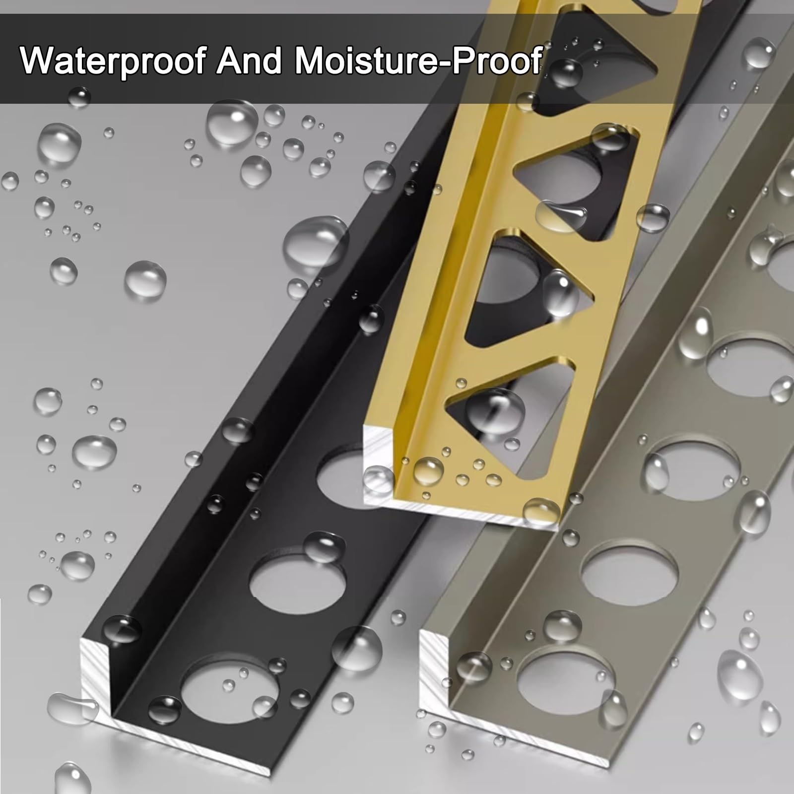 Profilo A L In Lega Di Alluminio Da 125cm×2, Profilo Per Piastrelle, Angolare Quadrato Per Pareti, Protezione Per Bordi Di Bagni E Cucine(Gold,18.0mm)