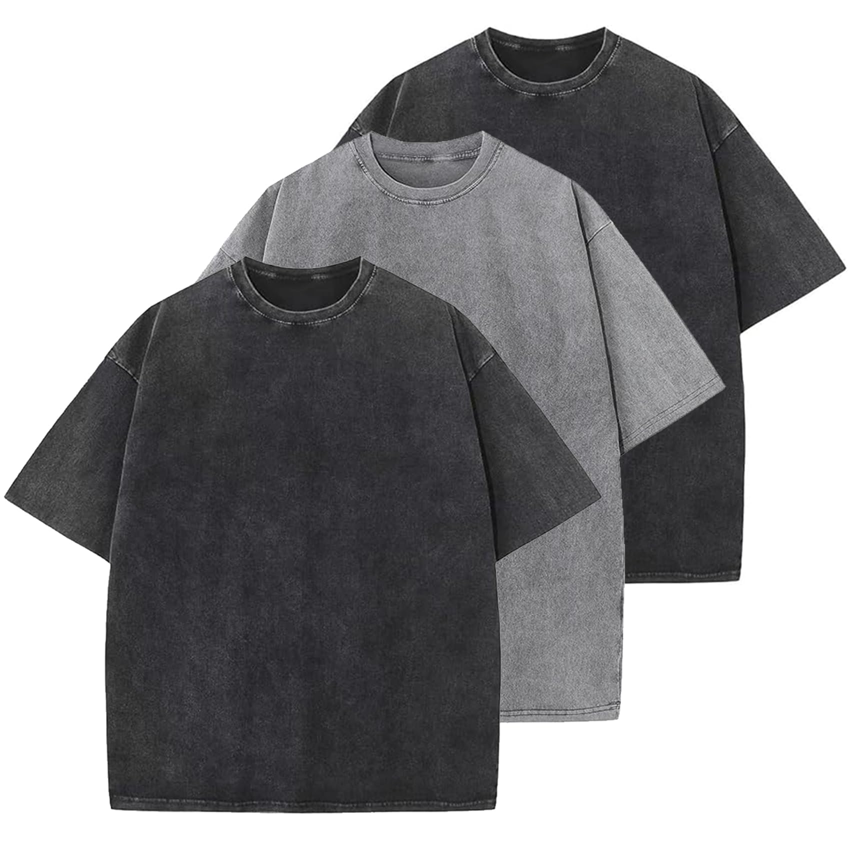 GSOU SNOW Men Oversized T Shirt Cotton Casual Unisex Short Sleeve Vintage Baggy Tee Shirts Washed Mens Streetwear