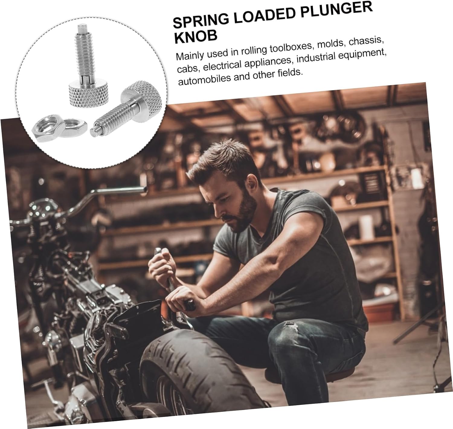 2pcs High Strength Stainless Steel Self-locking Pin Retractable Spring Plunger Knurled Handle Easy Install Lock Out Tool