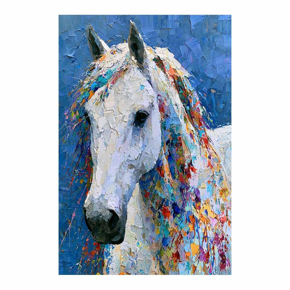 Toile de cheval pour mur vide : transformez votre bureau avec cette peinture multicolore - 7