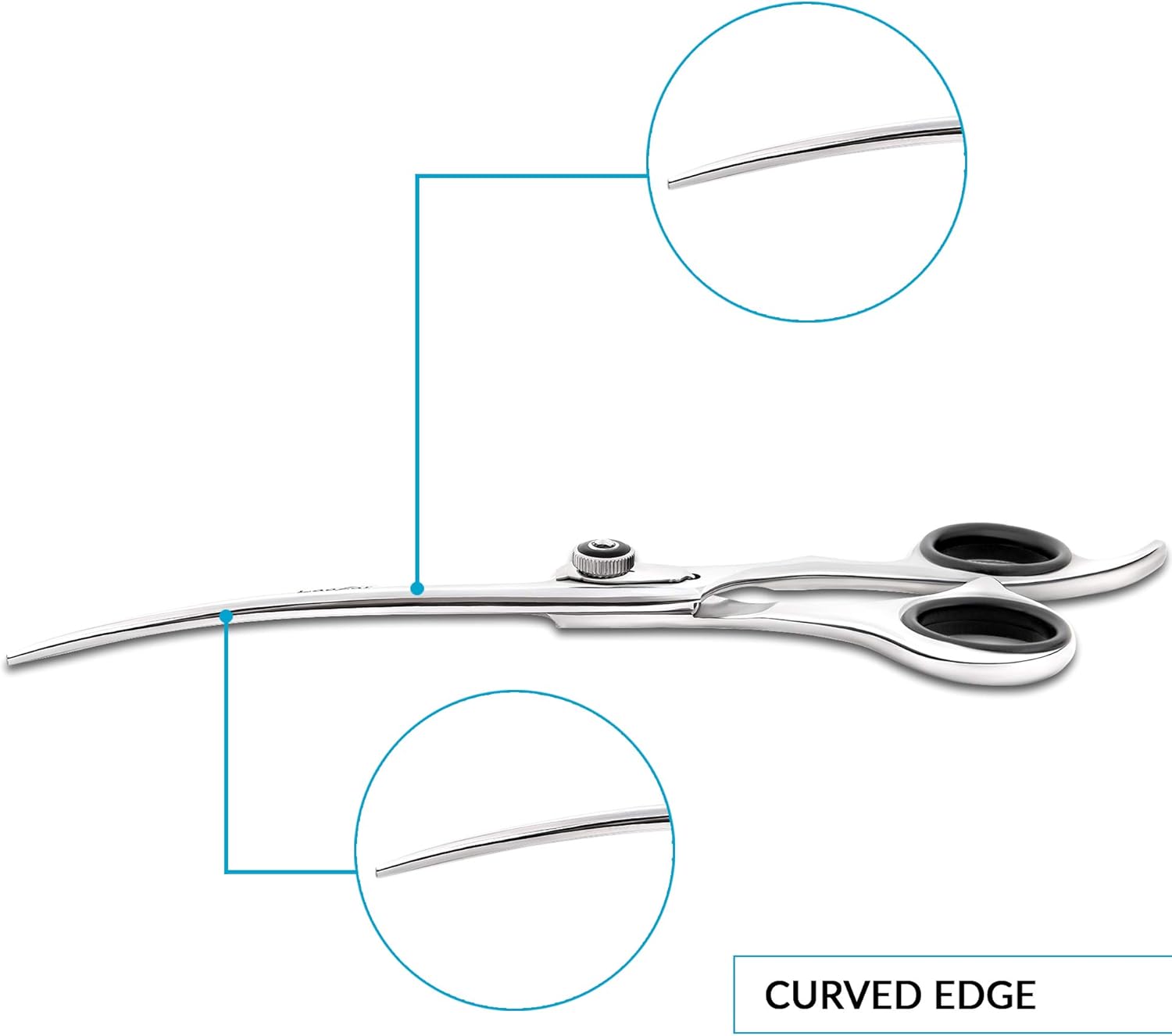 Laazar Professional 7.5 inch Curved Shears for Dogs and Cats | Tension Adjustable Pet Grooming Scissors | 440C Japanese Stainless Steel | Groomers Tool for Men and Woman Leather case Included