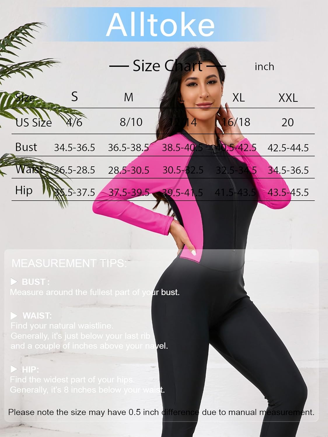 Womens Full Body Rash Guard with Built in Bra Long Sleeve One Piece Swimsuit Upf50+ Zip Front Bathing Suit - Image 6