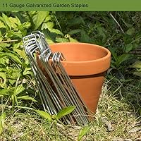 Vista 5 de AAGUT Juego de 50 estacas de jardín, grapas de paisaje, estacas galvanizadas de calibre 11 de 6 pulgadas para valla de perro, tela de barrera