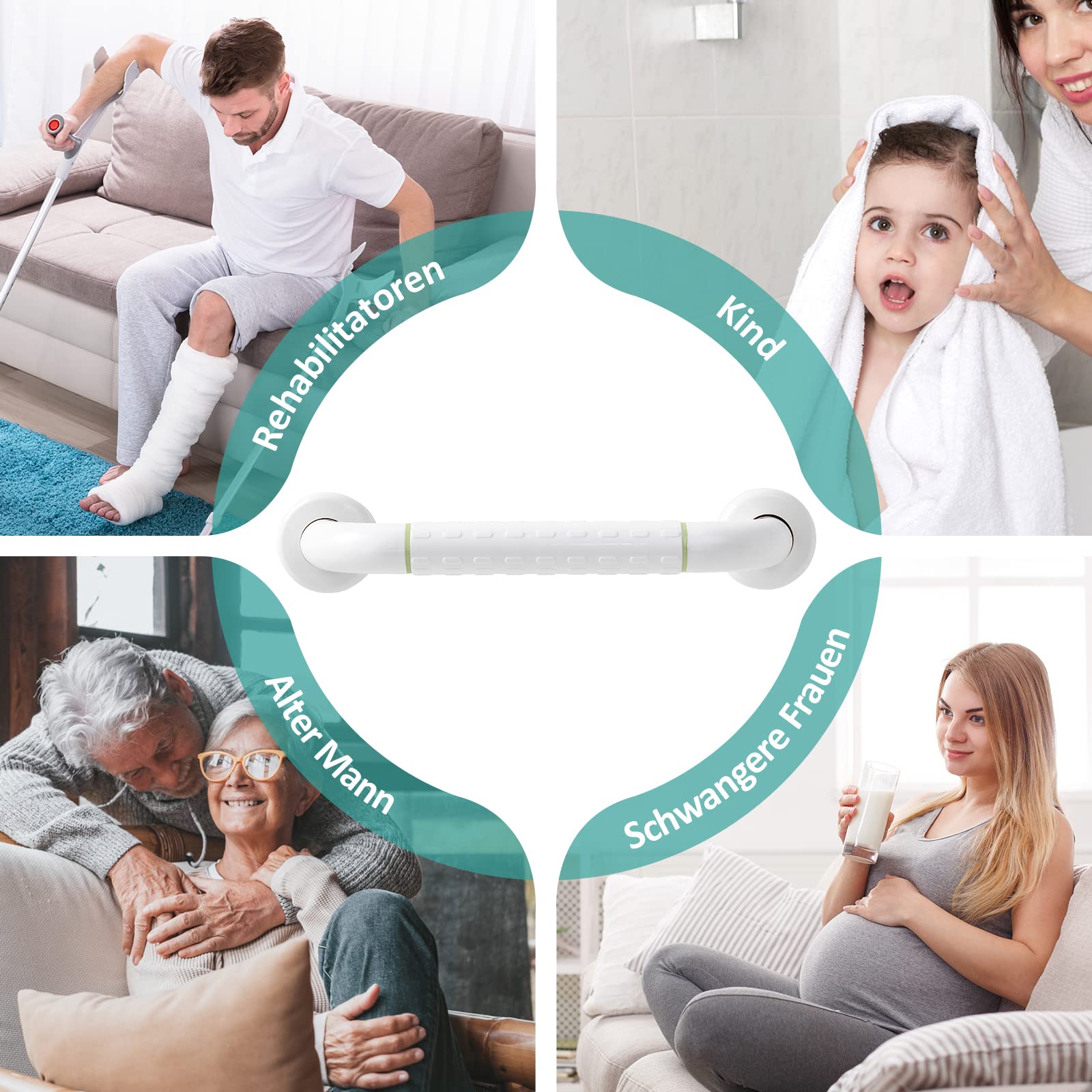 EMKE Haltegriffe für Senioren, Haltegriff Dusche, 50 cm, Weiß