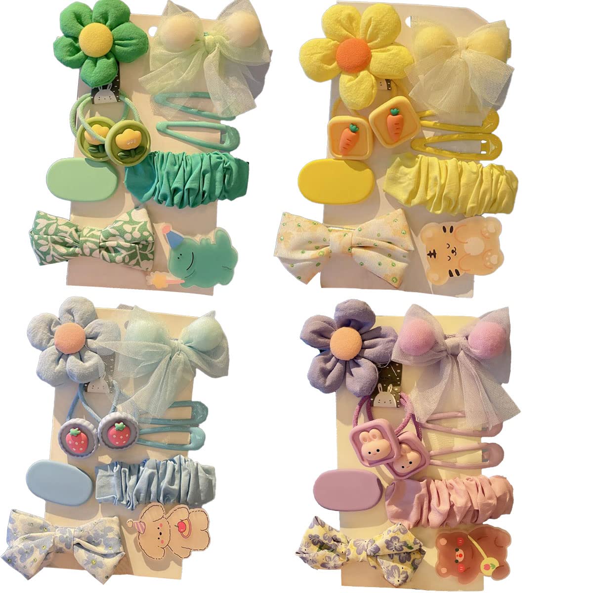 50 Pcs Toddler Girls Hair Accessories,Baby Girl Hair Ties,Fully Lined Non Slip Baby Hair Clips,Flower Elastic Hair Ties,Colorful Barrettes for Toddlers Kids Children(Random Color,5 Sets)