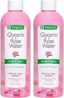 De La Cruz Rose Water and Glycerin for Face - Rosewater Facial Toner and Moisturizer for Skin and Hair 8 fl oz (236 mL) - ...