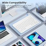 Bluetooth Keyboard for iPad 10th Generation, iPad Pro‌ 13/12.9/11 Inch, iPad Air‌/Mini‌, Samsung Galaxy & Fire Tablets, etc. Slim Portable Travel Essentials Office Computer Accessories -White