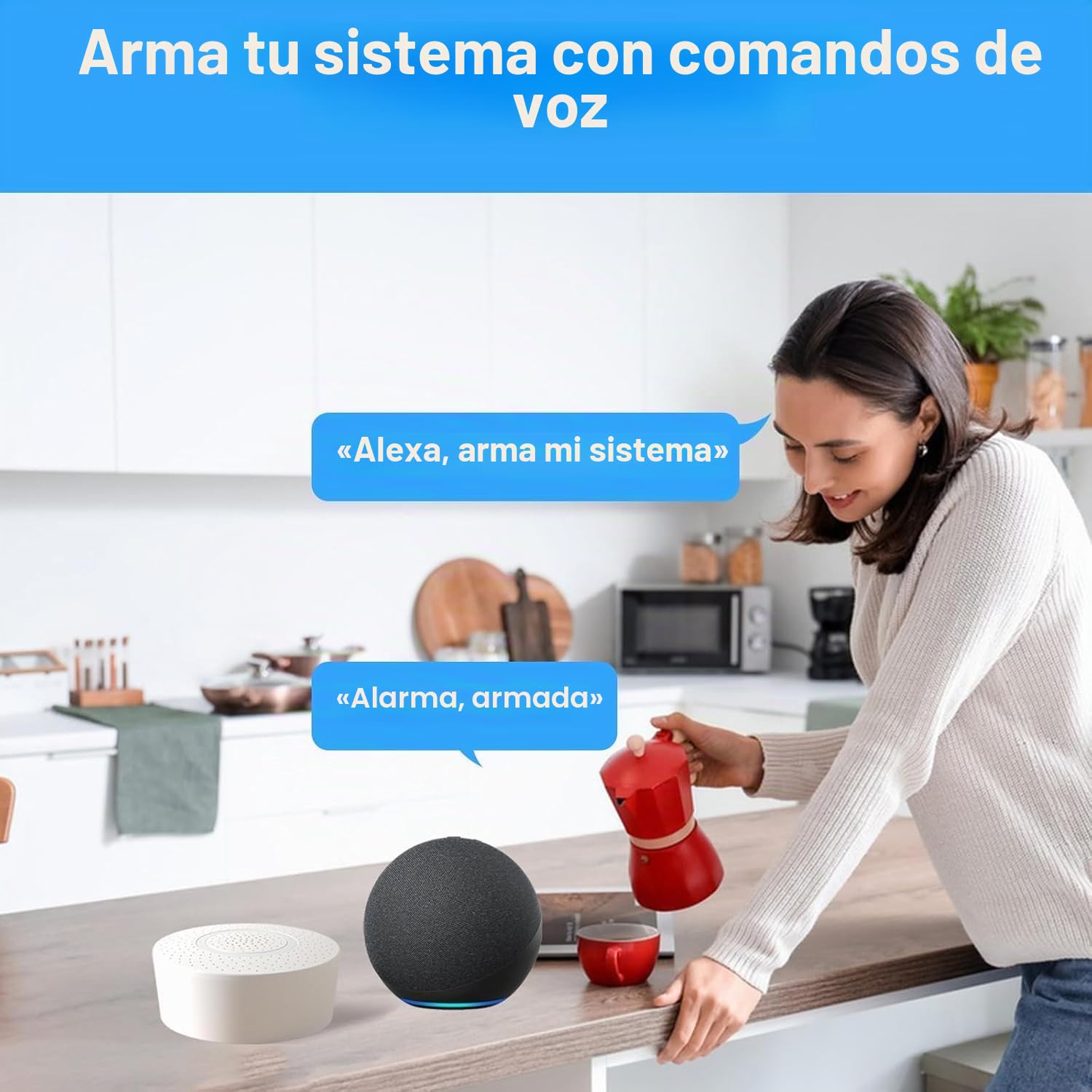 AGSHOME 15 Piezas Alarmas para Casa, Sistema de Seguridad para el hogar con Alarma, WiFi alarmas para Puertas, Trabajo para el Hogar, Apartamento, Garaje, Compatible con Alexa