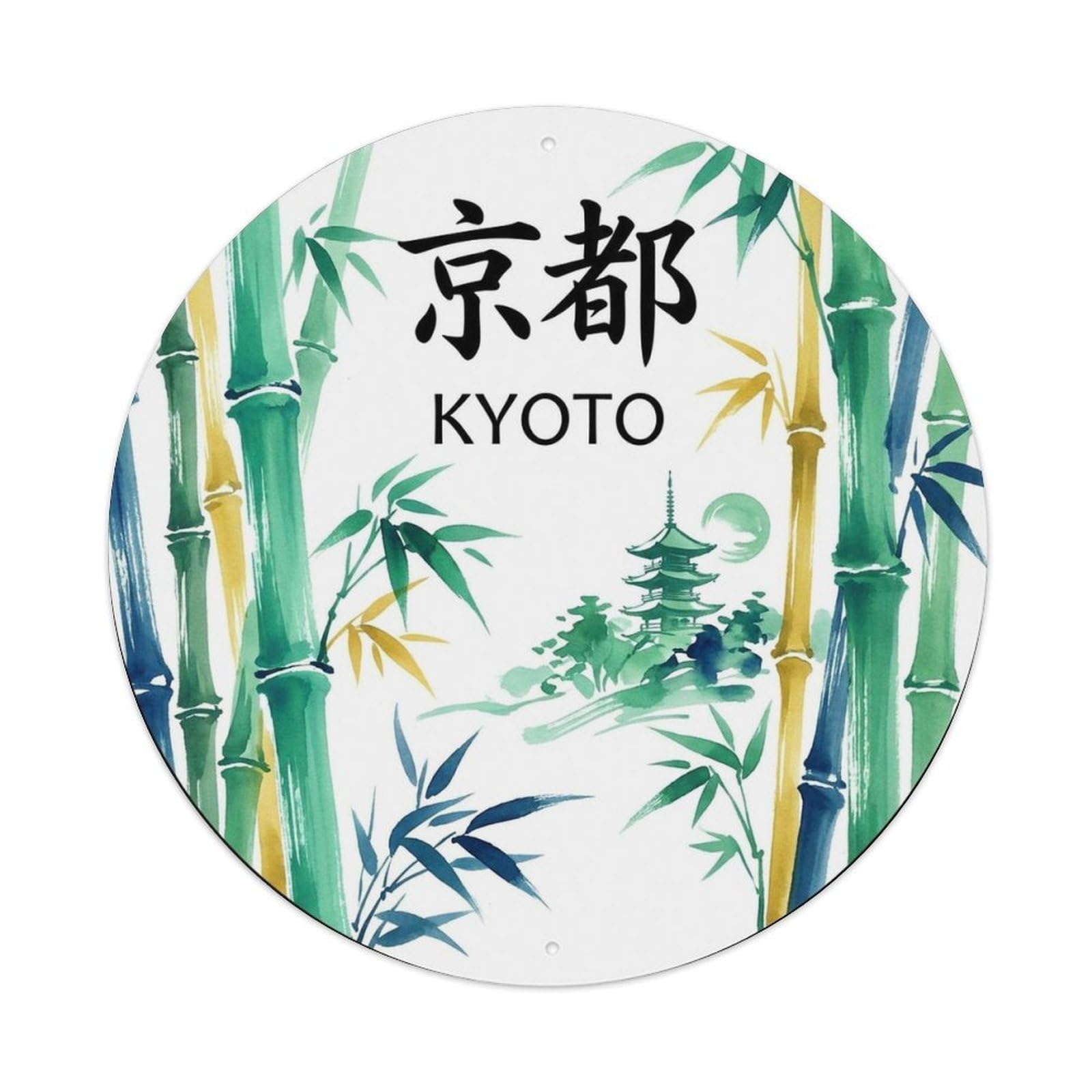 Kyoto Japan Woodblock Travel Heritage Old Town Metal Tin Sign