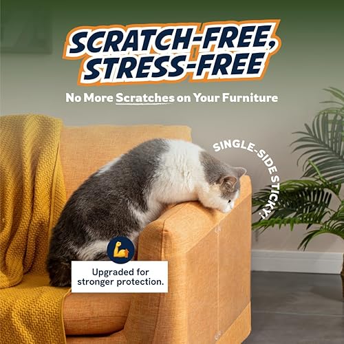 Miniatura 2 de 18 paquetes de hojas protectoras para muebles contra arañazos de gatos  Protector transparente para sofá y sofá contra las garras de los gatos