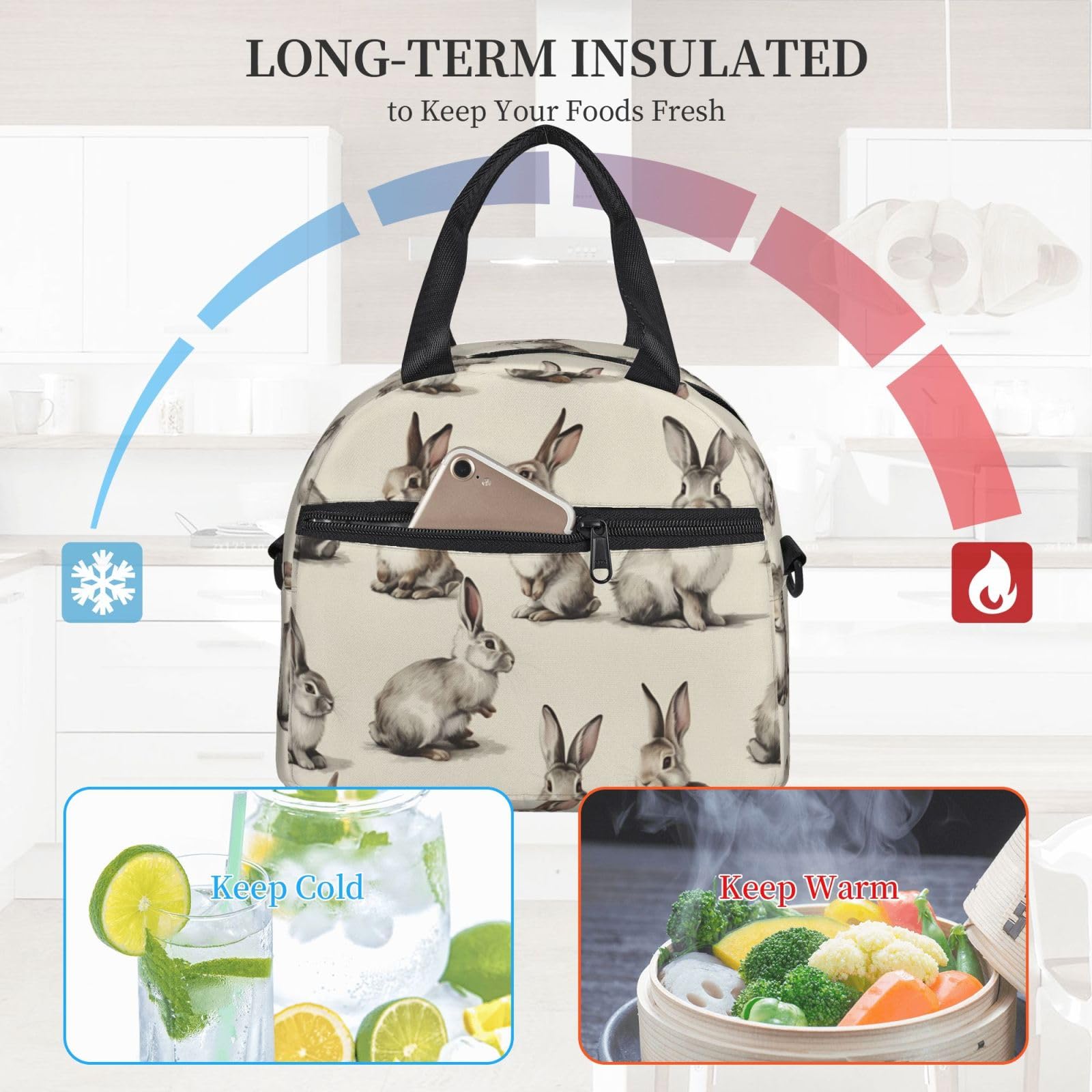 Bolsa de almuerzo isotérmica reutilizable para adultos para el trabajo, viajes, mujeres y hombres