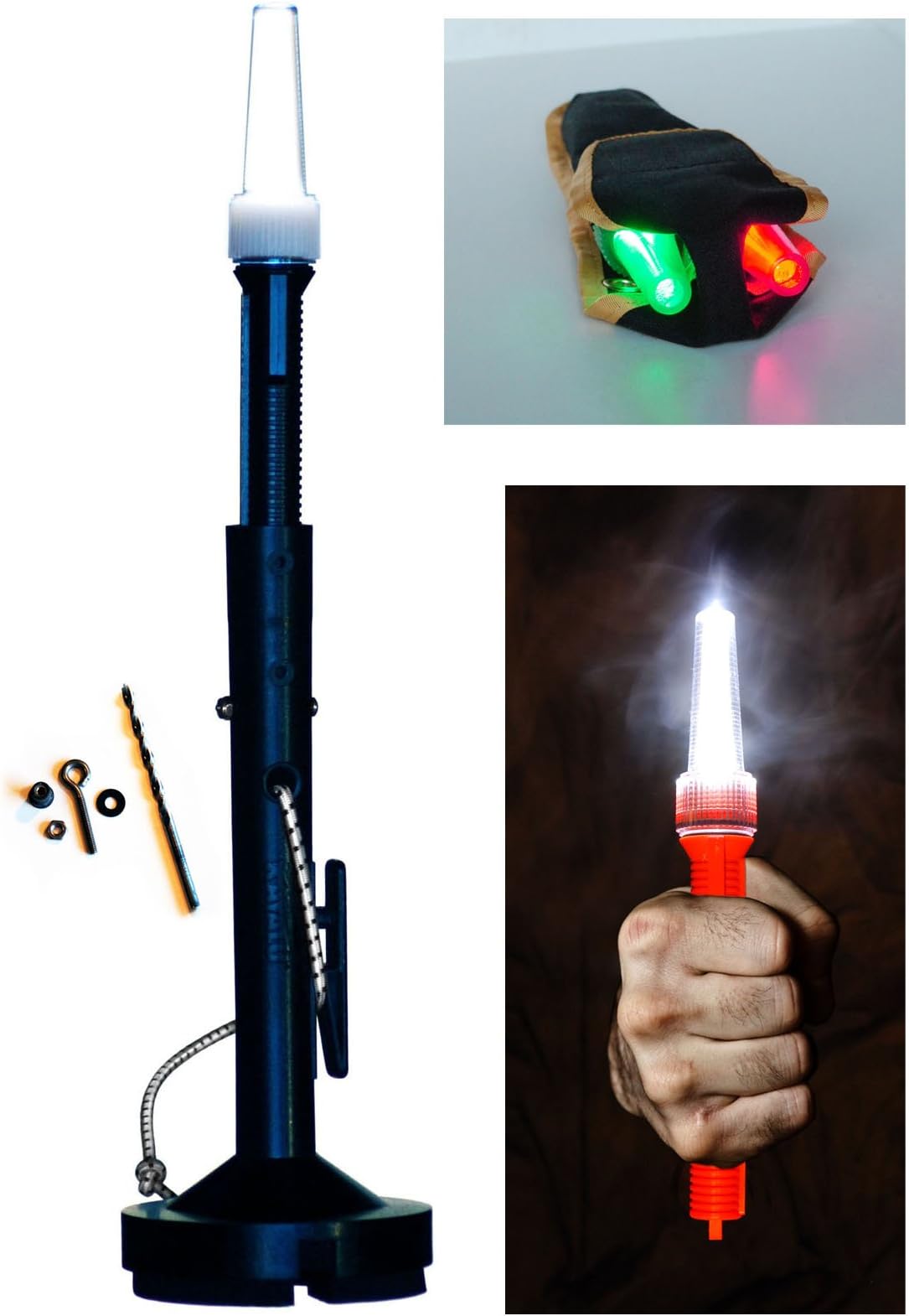 Kayak Light Backwater Combo Pack Includes: Kayalite® Portable LED Kayak Light | Tektite NavLite™ Red/Green Kayak Lights R25® Handheld 360° Light Eyebolt Kit