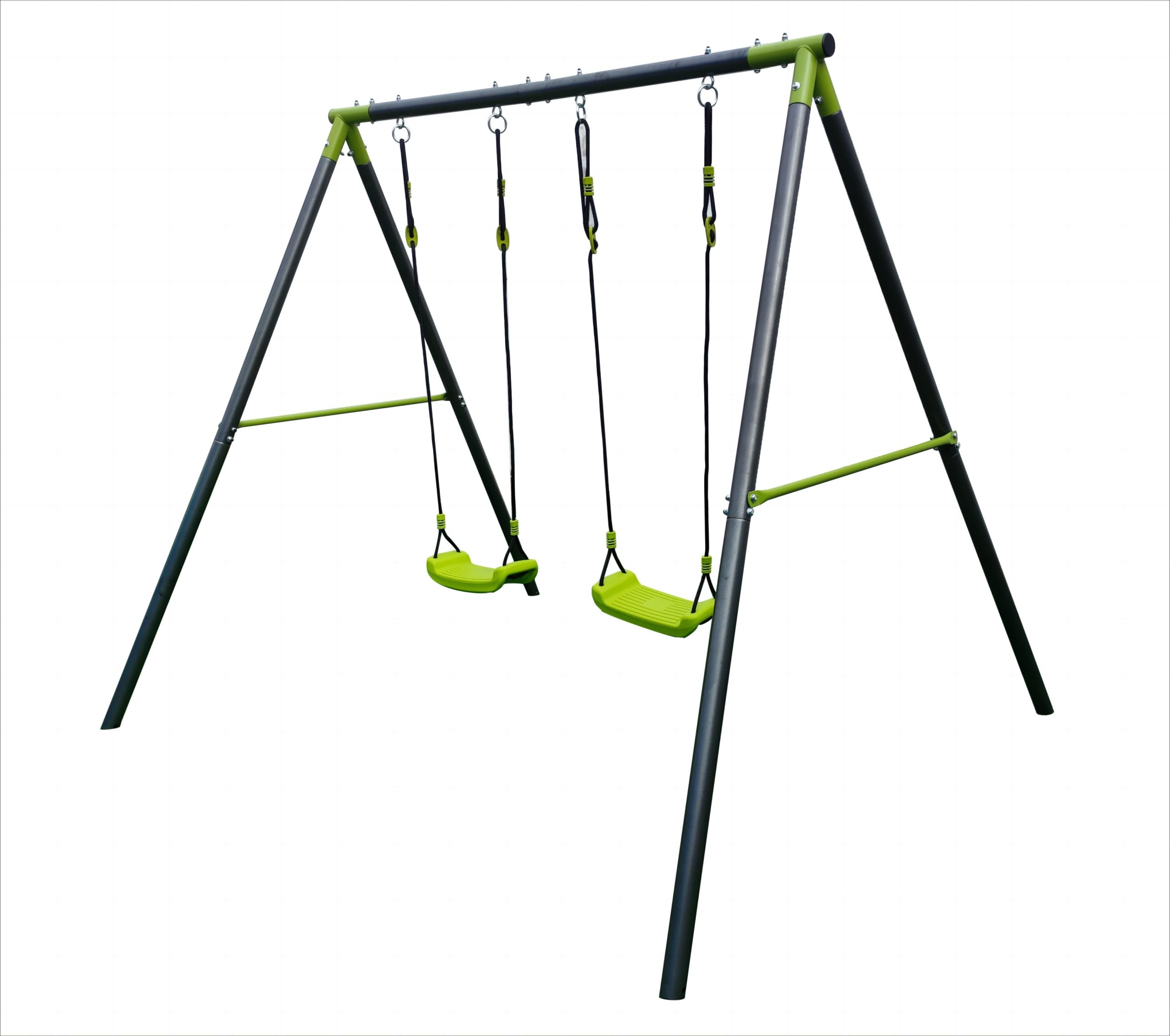 Schaukel Outdoor mit Gestell „Igel“ - Doppelschaukel Für Kinder - Schaukelgerüst für den Garten - Schaukelgestell Metall mit verstellbaren Seilen