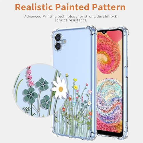 Miniatura 10 de Funda para Galaxy A04e, Samsung A04e 4G SM-A042F con protector de pantalla, funda transparente con patrones de jardín de flores, funda protectora