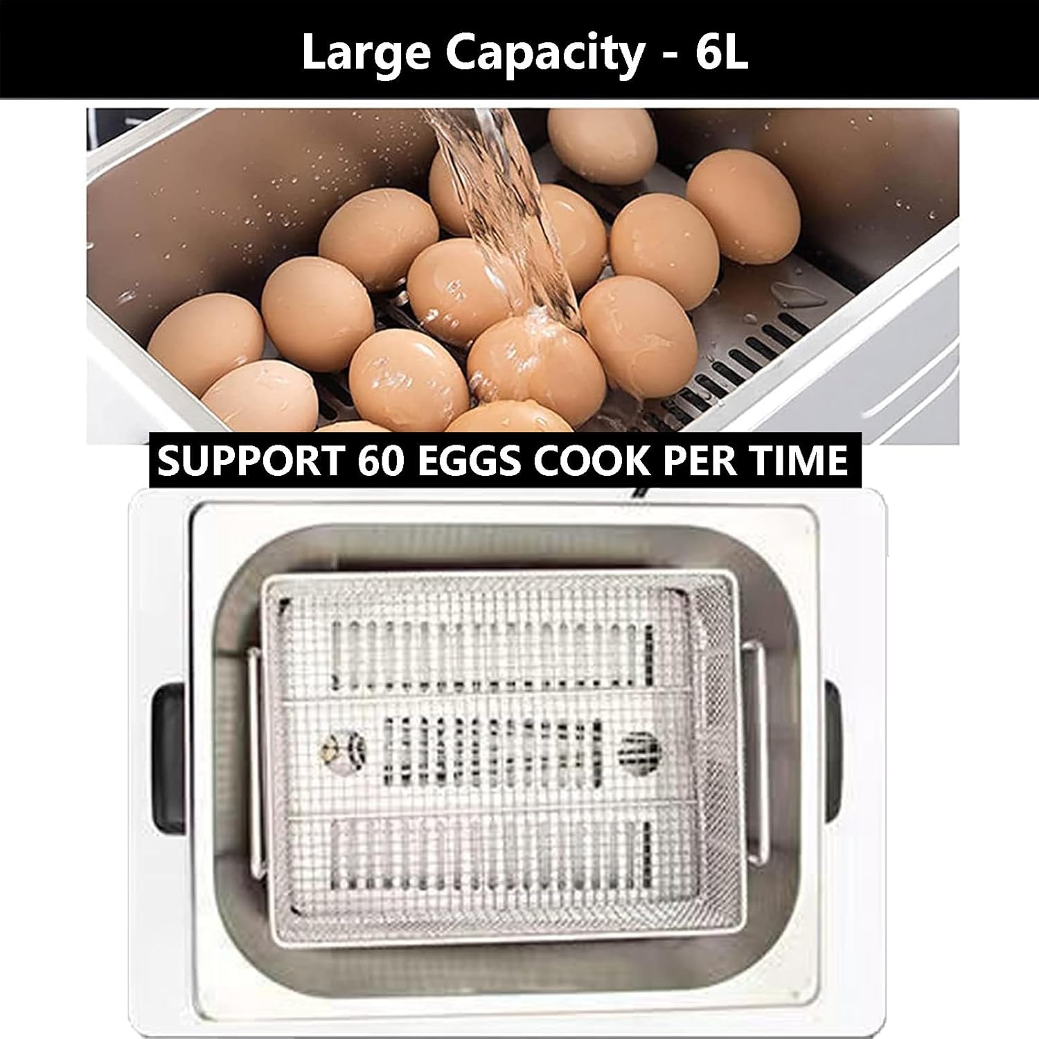 Electric Hot Spring Egg Boiler with Mesh Basket, Automatic Egg Boiler Machine with Power Light + Switch, Professional Egg Cooking Machine for Kitchens, Compact Size 15 *