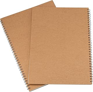 JAPCHET 2 Packs A3 Spiral Sketchbook, A3 Drawing Sketch Pad, Landscape Spiral Bound Sketchbook for Painting, Sketching, 30 Sheets/ 60 Pages