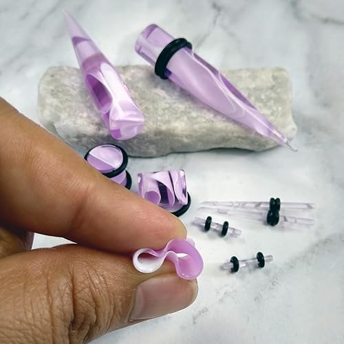 Miniatura 3 de BodyJ4You Kit de estiramiento de orejas de 48 piezas, calibre 14G-00G para principiantes, aceite de jojoba para cuidado posterior, tapones acrílicos