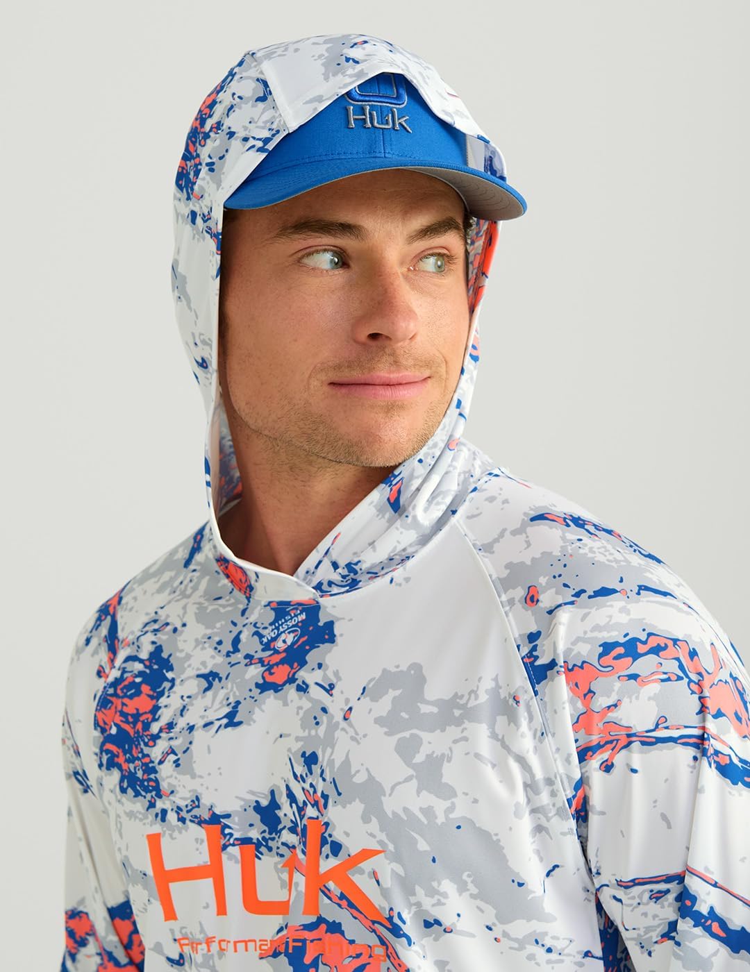 HUK Men's Pursuit Pattern Crew Sleeve, Performance Shirt