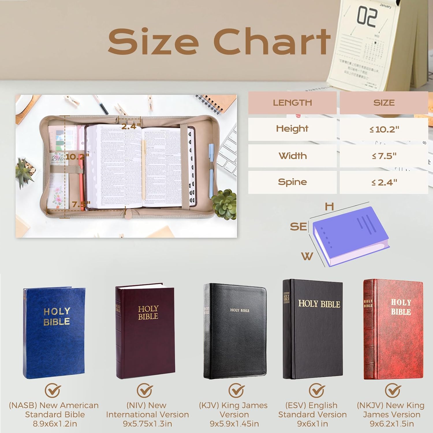 XKDOUS Bible Cover Case for Women, Leather Bible Bags with Study Supplies Journaling Kit, Gold Foiled Carrying Case Large Church Book Holder with Handle, Mothers Day Christian Gifts for Mom Lady