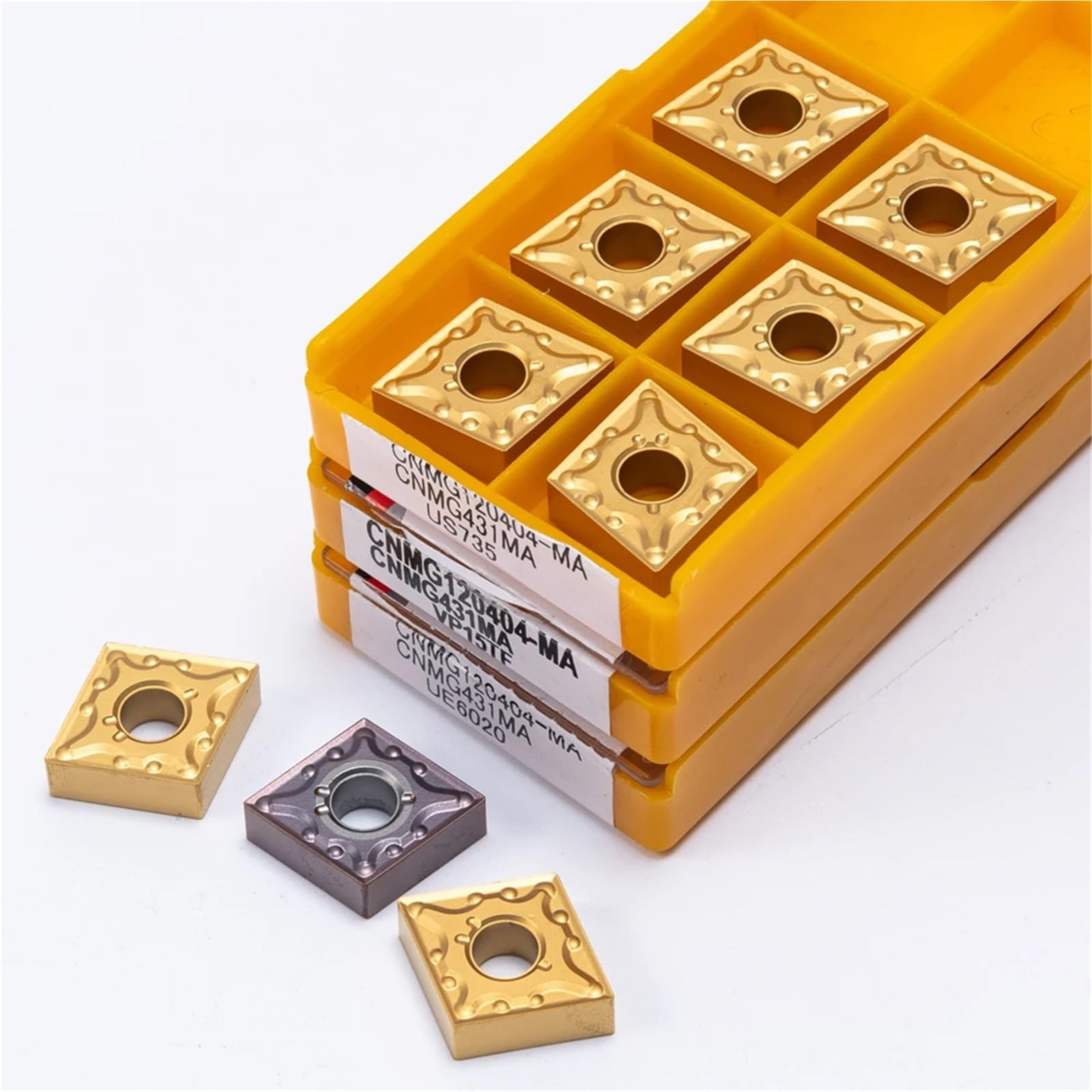 Carbide Turning Inserts 10PCS Blade CNMG120404 CNMG120408 MA VP15TF UE6020 US735 Hardness Internal Tool CNMG 120404 120408 End Milling Cutter(CNMG120408 UE6020)