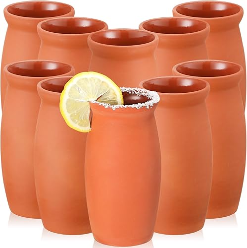 Cantaritos De Barro Mexicanos - Vasos de cóctel de 12 onzas, vasos de arcilla para tequila, margaritas, mojitos, cerámica, vasos de chupito