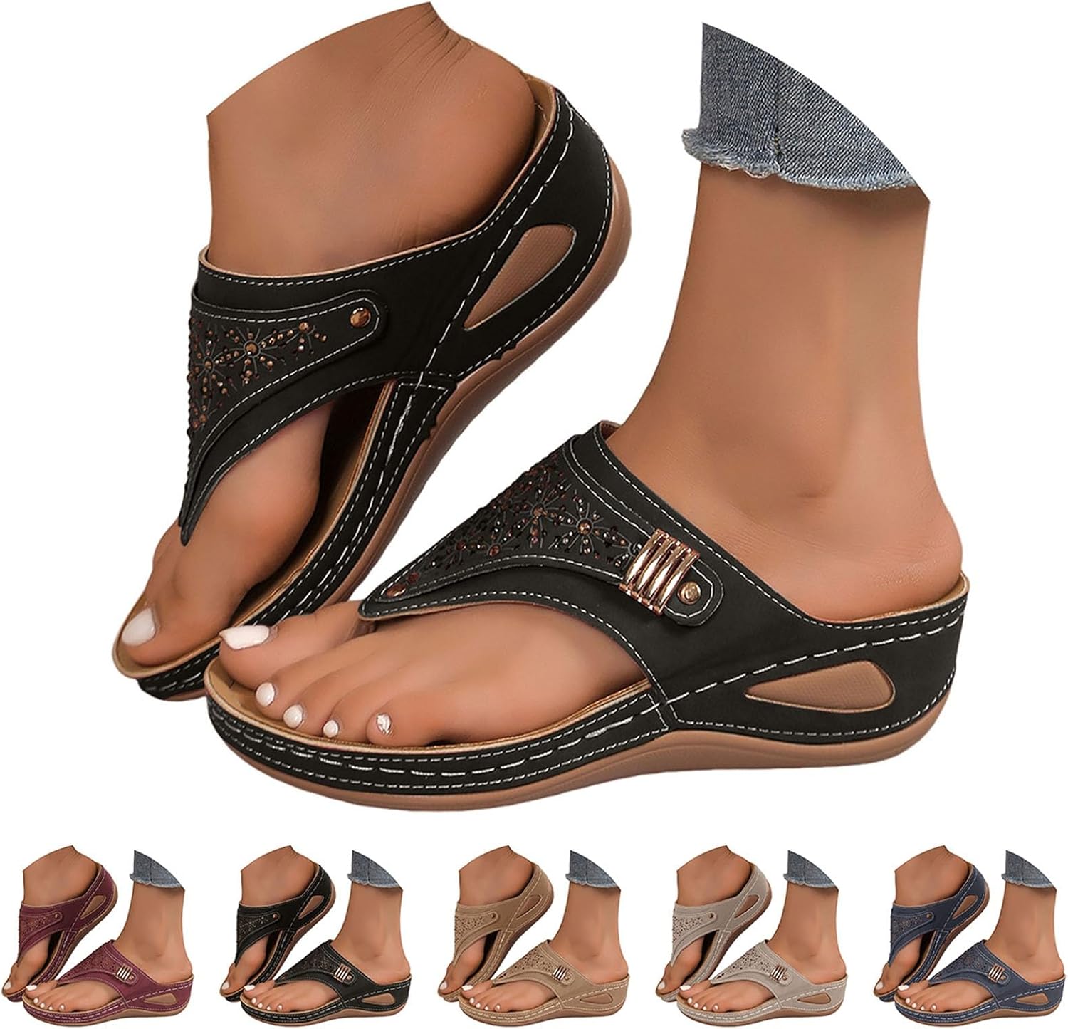 Orthopedic Sandals for Women 2026 Dressy Casual Summer Arch Support Flip Flops Comfortable Beach Vacation Sandals