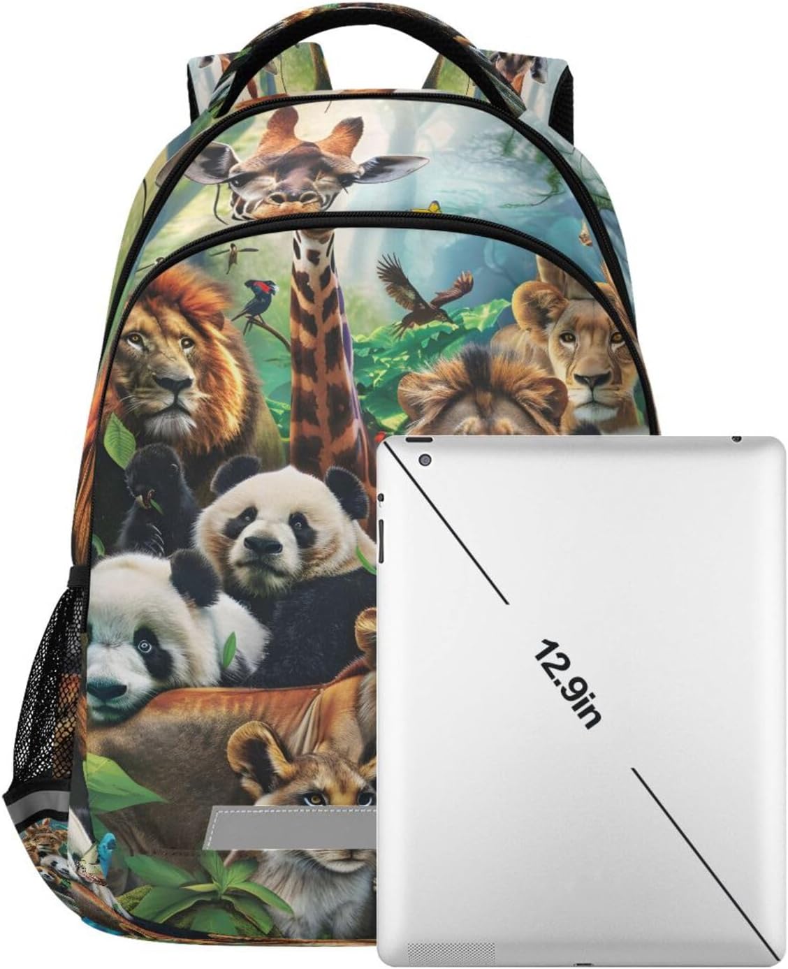 Africa Animals School Backpack for Kids Laptop Bookbag with Reflective Strip 17in