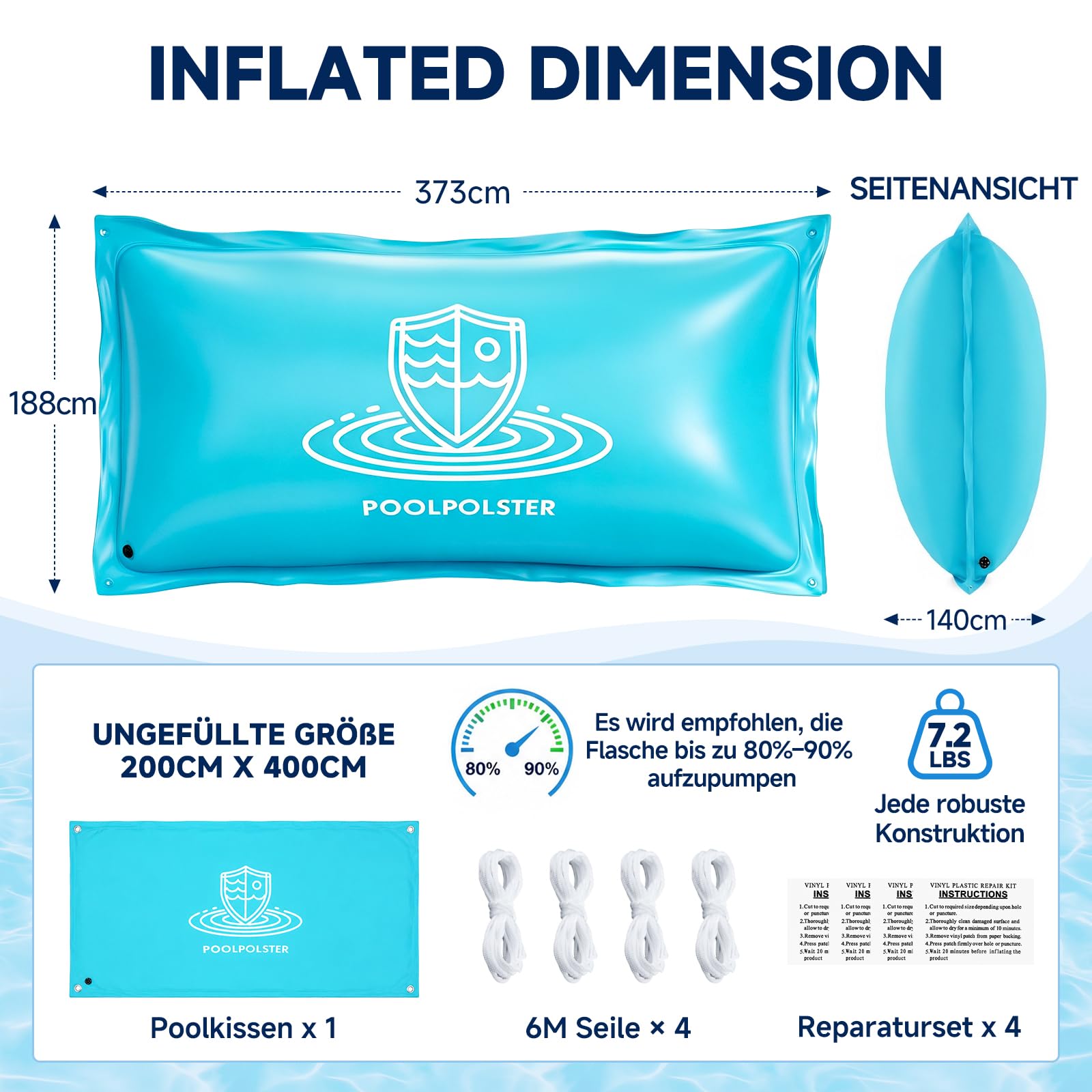 SUNYRISY Cuscino ad aria per piscina, resistente all'inverno, rettangolare
