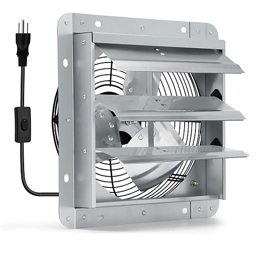 7 Inch Shutter Exhaust Fan, Wall Mount Attic Fan with Power Cord for Greenhouses, Sheds, Garages, Chicken Coops, Barns Ventilation, 760 CFM