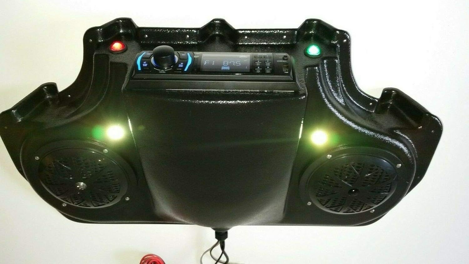 BOSS 616 EZ GO RXV Stereo with Bluetooth EZ GO RXV Golf Cart Radio Roof Mount Console with Pyle 5 1/4" Marine Grade Speakers and Dual Hi Power LED Dome Lights