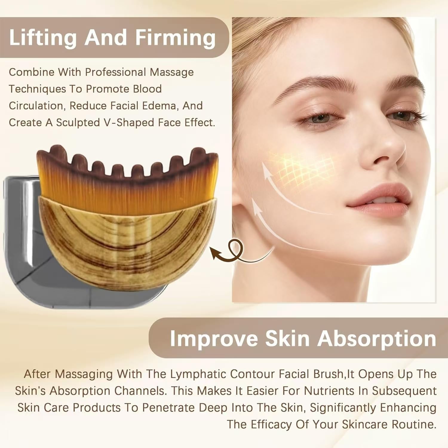 2 Pièces Brosse Lymphatique Visage,Contour Lymphatique pour le Visage,Brosse Contour du Face,Face Brush Massage pour Texture Raffermissante,Sculpture du Menton et de la Mâchoire - 3