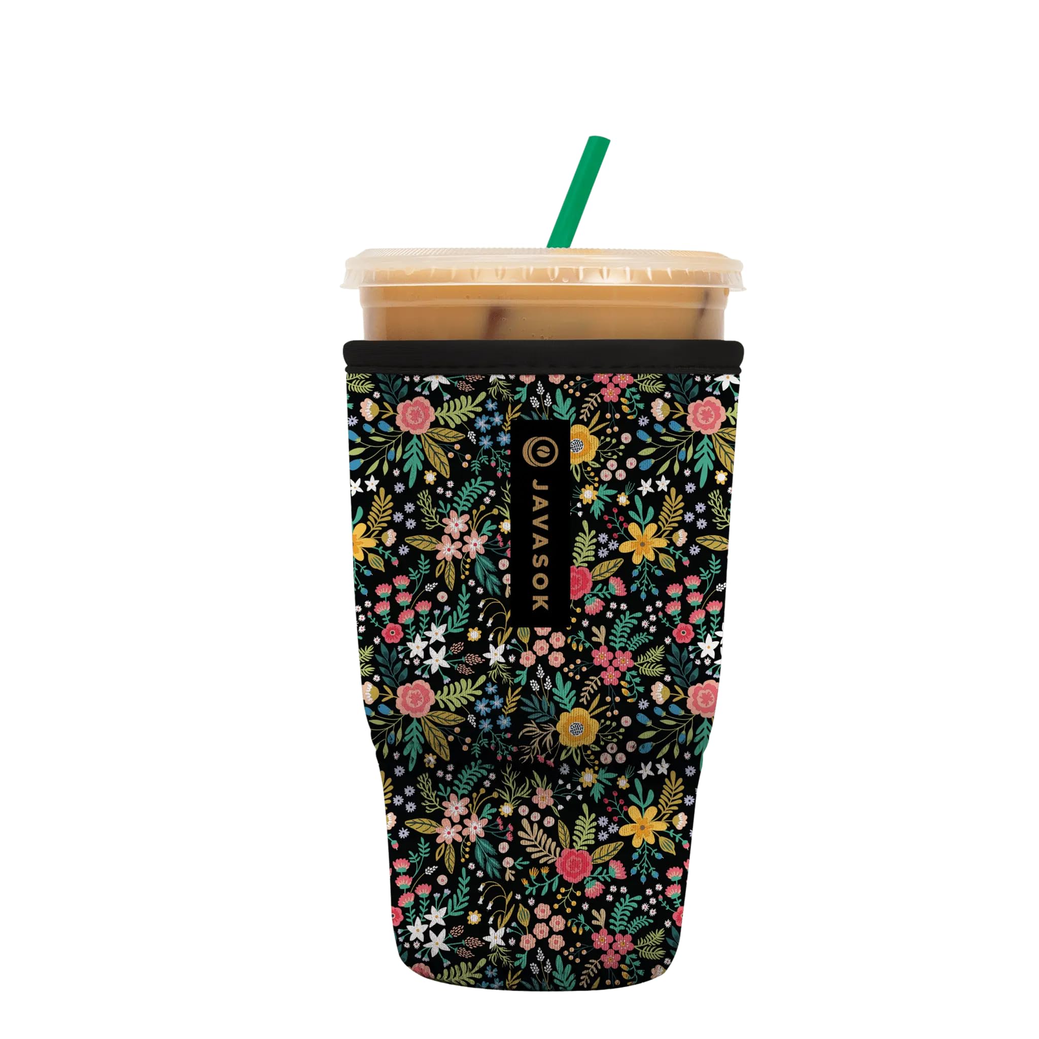 Sok It JavaSok Iced Coffee &amp; Cold Soda Insulated Neoprene Cup Sleeve (English Garden Picnic, Large: 30-32oz)