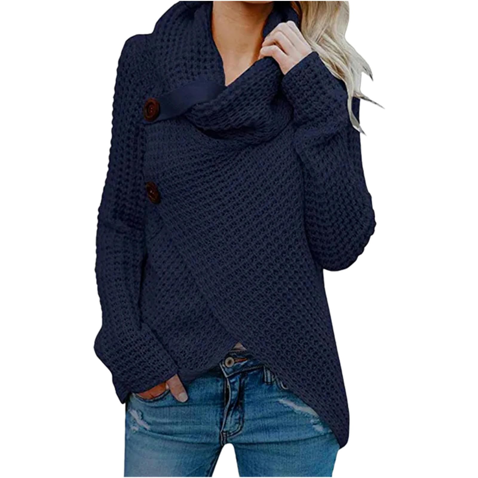 Sweter dla kobiet z długim rękawem jednolity kolor bluza pulower topy bluzka sweter z dzianiny damski golf sweter