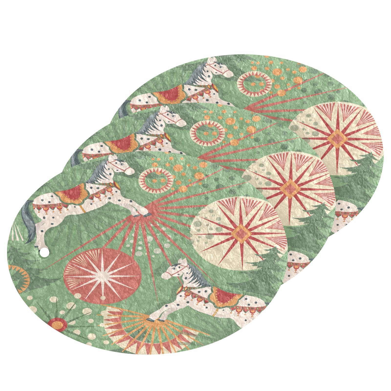 Winter Dala Horse Dish Sponges Kitchen Cartoon Scrub Sponge Non Scratch Reusable Compressed Cellulose Sponge Hanging for Household Cleaning Washing Dishes Pots and Pans 3 Pack