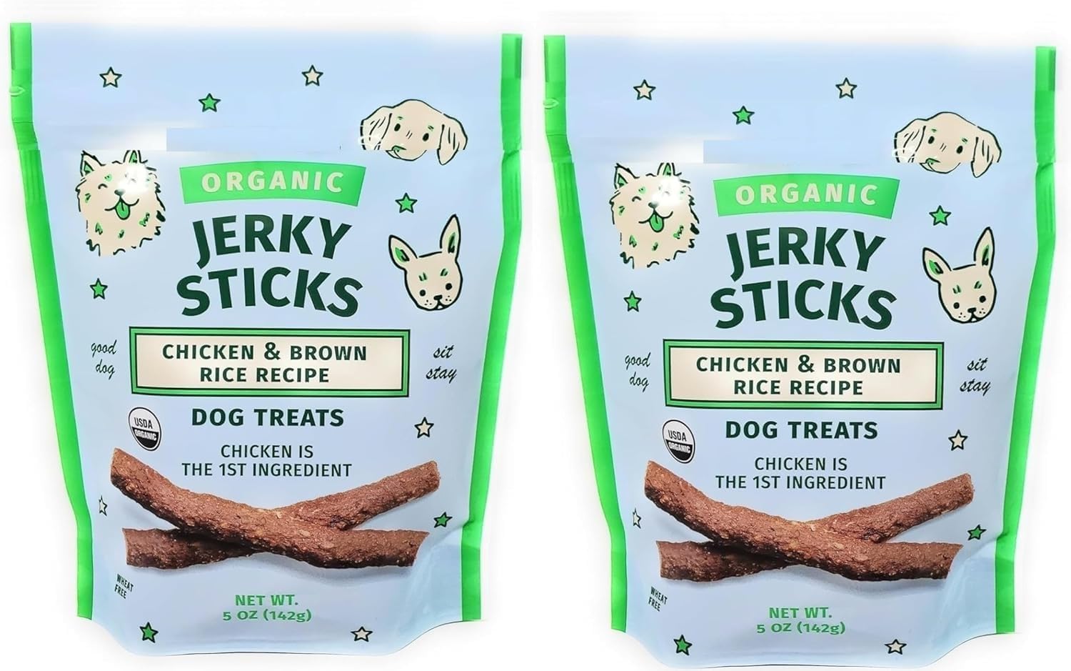 Organic Jerky Sticks Chicken & Brown Rice Recipe Dog Treats 5oz/142g - (Pack of 2)