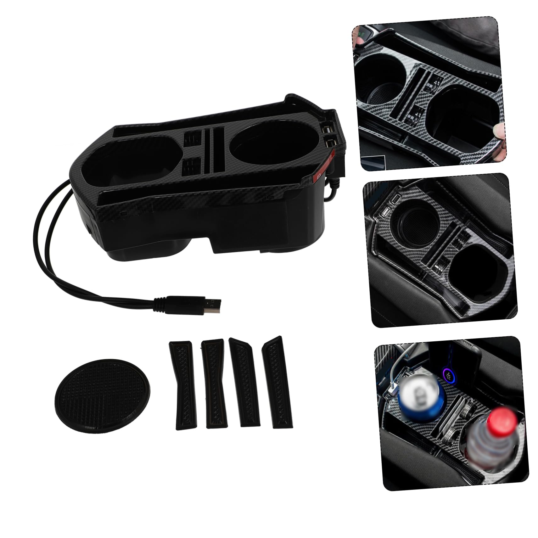2pezzi Organizer Per Console Centrale Auto Con Porta Usb Scatola Portaoggetti Per Bicchieri Contenitore Per Auto Design Compatto e Facile Da Installare Per Viaggi e Uso Quotidiano