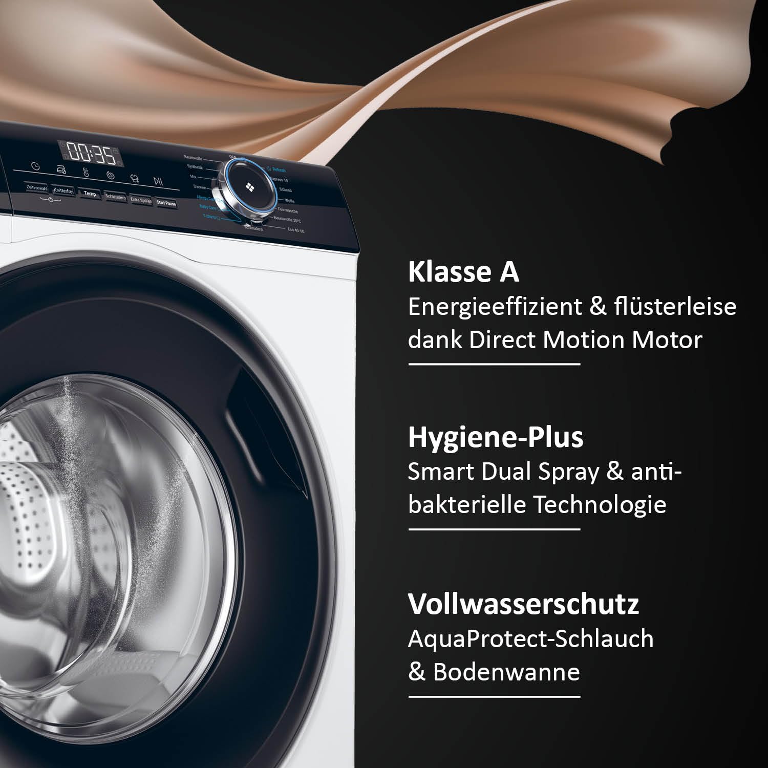 Haier I-PRO SERIES 3 HW80-B14939W Frontlader Waschmaschine 8kg 1400 U/Min A-Effizienz Direktantrieb Dampfprogramm