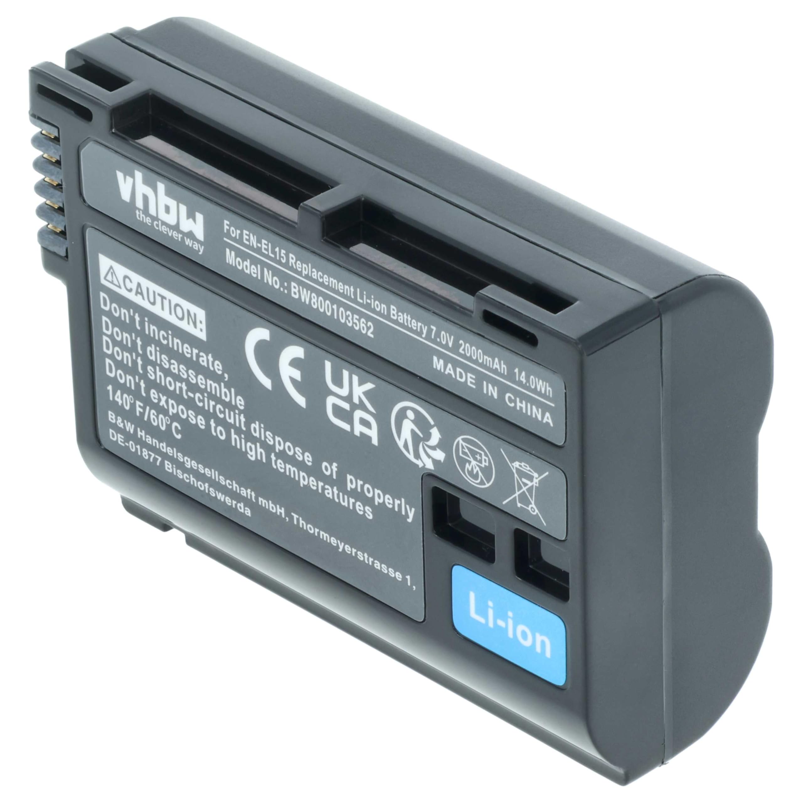 vhbw 3 x akumulator zamienny do Nikon EN-EL15, EN-EL15b, EN-EL15A, EN-EL15c do kamery (2000 mAh, 7 V, Li-Ion), Infochip