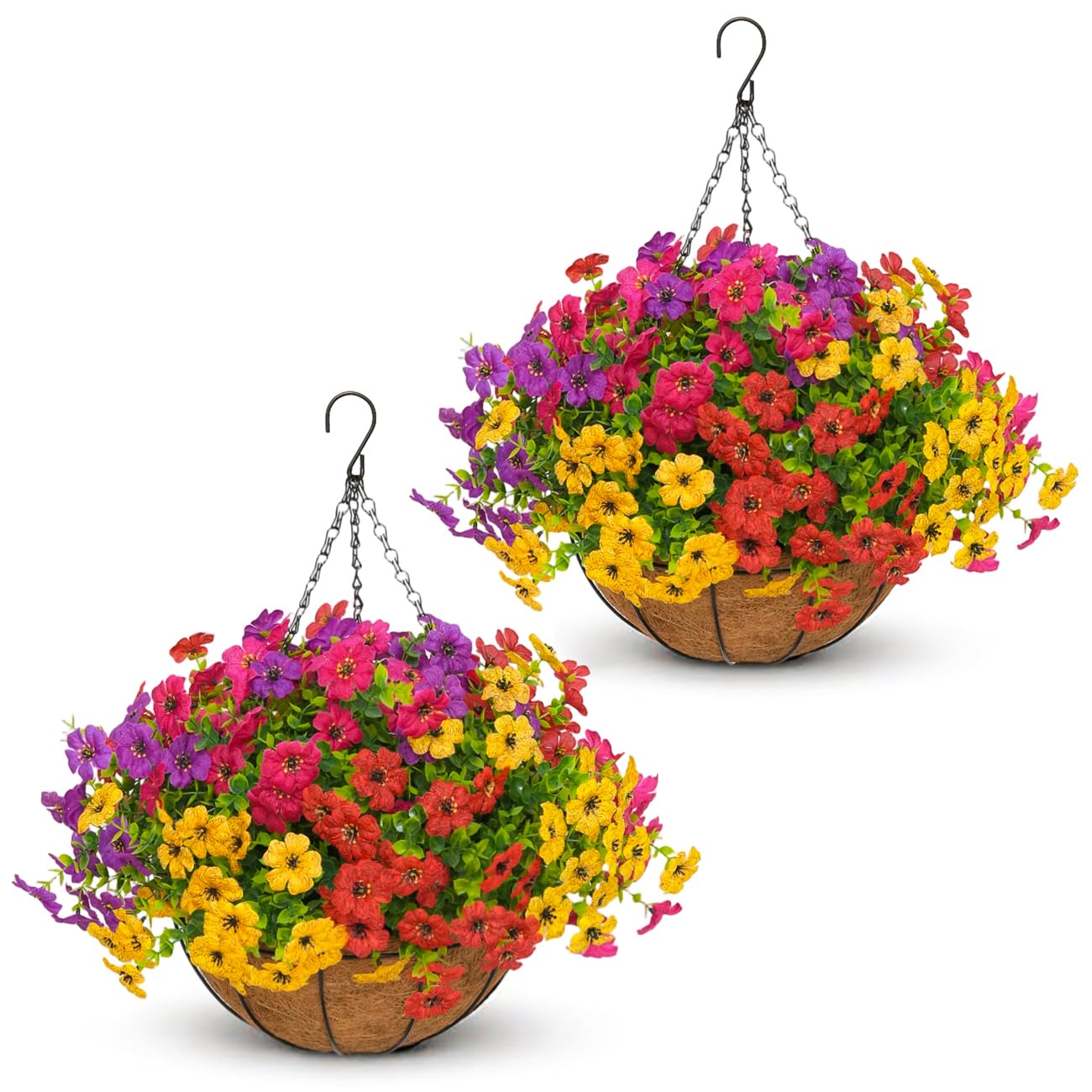 secqous 2 Set Artificial Daisy Hanging Basket
