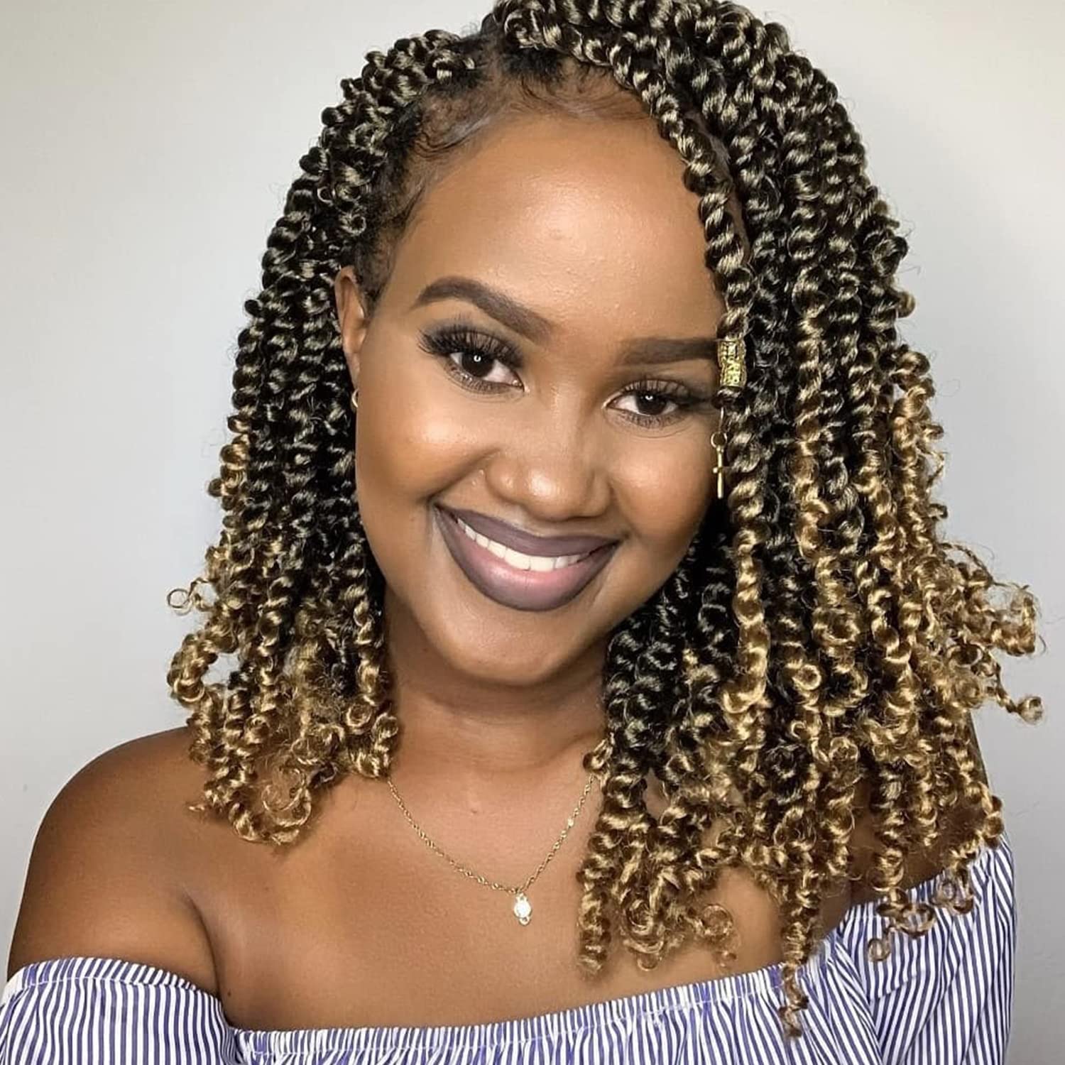 8 Inch Passion Twist Crochet Hair for Black Women 8 Packs Pre-twisted Passion Twists Hair Crochet Braids Pre-looped Bohemian Twist Synthetic Braiding